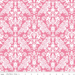 Hollywood Medium Damask In White On Hot Pink