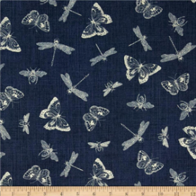 Indigo Nature Insect Toile Indigo