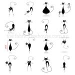 Cheeky Black Cats On White Digital Print