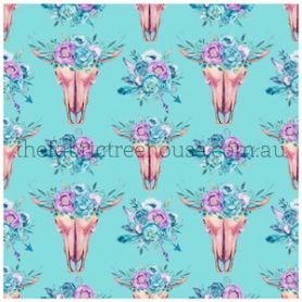 Cow Skull On Aqua Digital Print