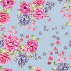 Roses Bouquet On Blue Digital Print