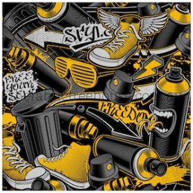 Street Graffiti In Yellow Mini Digital Print