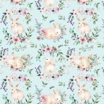 Sweet Bunny Garden Mint Digital Print