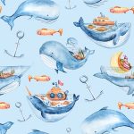 Whales At Sea Digital Print