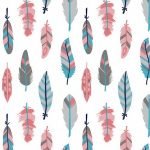 What A Gem Large Feathers White Digital Print **END OF BOLT**